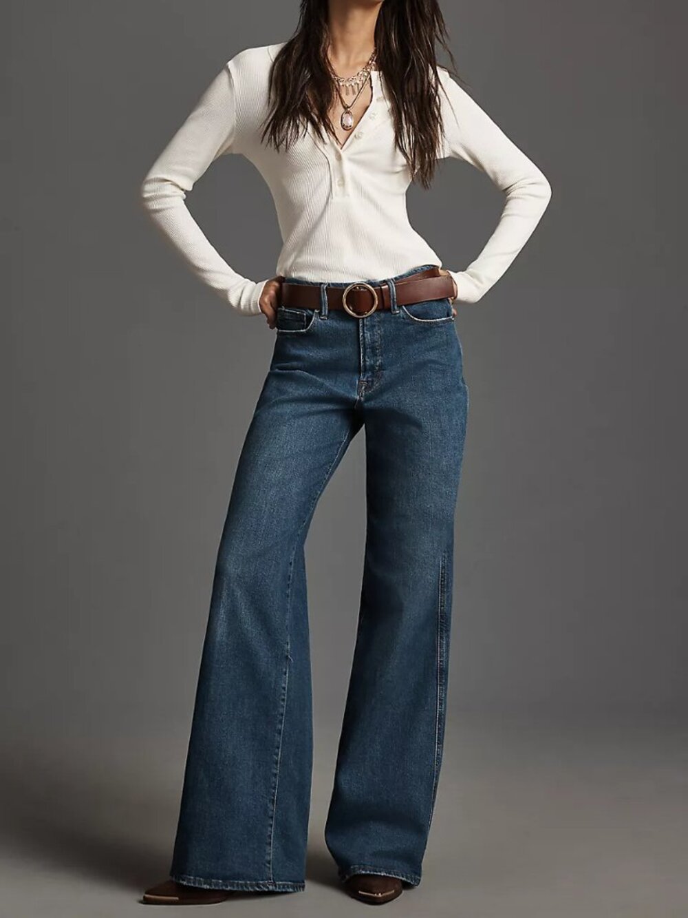 Good American Good Skate High Rise Wide Leg Jeans Blue Size 10 / 30
